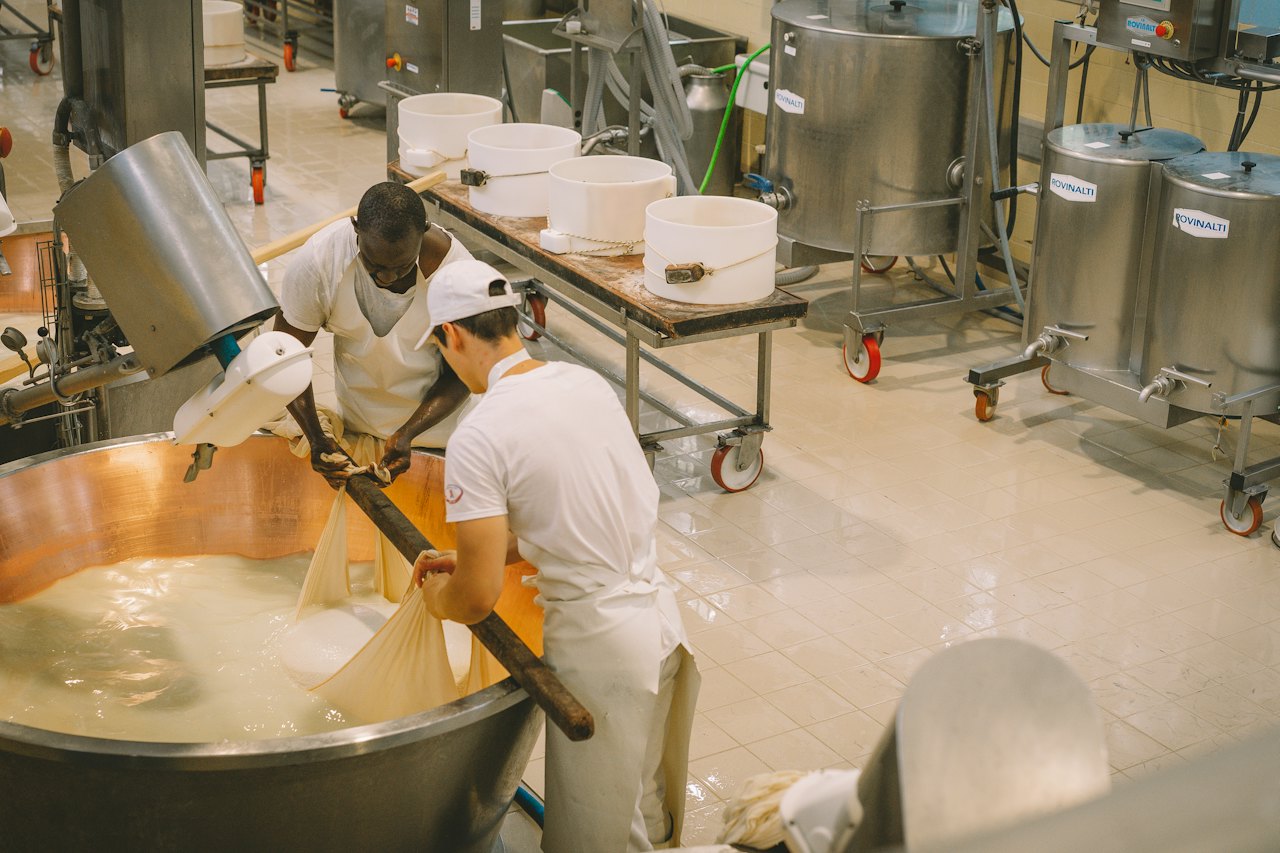 Workers on a food production line